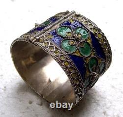 Chinese clamper bracelet cloisonné enamel blue theme