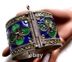 Chinese clamper bracelet cloisonné enamel blue theme