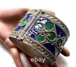 Chinese clamper bracelet cloisonné enamel blue theme