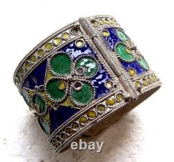 Chinese clamper bracelet cloisonné enamel blue theme