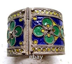Chinese clamper bracelet cloisonné enamel blue theme