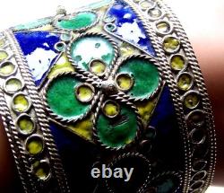Chinese clamper bracelet cloisonné enamel blue theme
