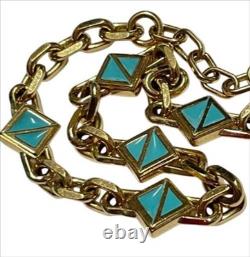Christian Dior Bracelet Blue Enamel Gold Length 9.8 in. Vintage