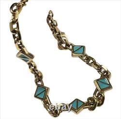 Christian Dior Bracelet Blue Enamel Gold Length 9.8 in. Vintage