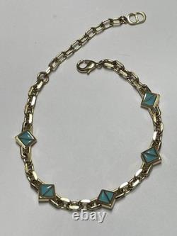 Christian Dior Bracelet Blue Enamel Gold Length 9.8 in. Vintage