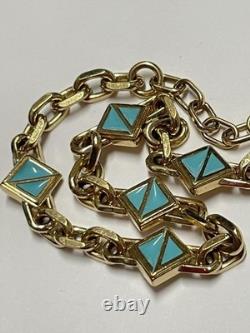Christian Dior Bracelet Blue Enamel Gold Length 9.8 in. Vintage