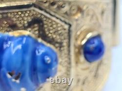 Chunky Accessocraft NYC Egyptian Revival Enamel Lapis Scarab Bangle Bracelet 7