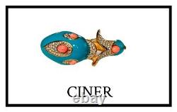 Ciner Beautiful 18k Gold Plated Enamel Ocean Blue Dolphin Bracelet