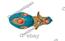 Ciner Beautiful 18k Gold Plated Enamel Ocean Blue Dolphin Bracelet