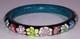 Cloisonné Bangle Black Floral Late 1960s-70s Blue Inside Classic Asian Vtg Boho