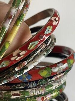 Cloisonné Enamel bangle bracelets bundle 17