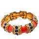 Coral Enamel, Lapis Beads, Rhinestones 1960's K. J. L. (kenneth Lane) Bracelet