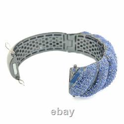 Costume With Blue CZs Hinged Bangle Bracelet
