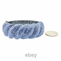 Costume With Blue CZs Hinged Bangle Bracelet