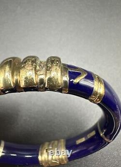 Craig Drake Italy Enamel On 925 Sterling Hinged Bracelet Blue Gold Tone 7 J73