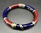 Craig Drake Italy Enamel On 925 Sterling Hinged Bracelet Red Blue 7 J127