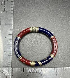 Craig Drake Italy Enamel On 925 Sterling Hinged Bracelet Red Blue 7 J127