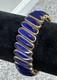 D. F. B. Co. Carmen Signed Gold Filled Blue Enamel Accents Expansion Vtg Bracelet