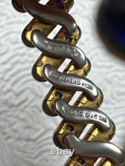 D. F. B. Co. CARMEN Signed Gold Filled Blue Enamel Accents Expansion VTG Bracelet