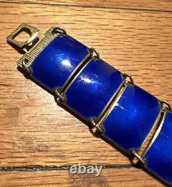 David Andersen D A Norway Blue Enamel & Sterling Silver Vermil Bracelet 7.5