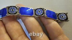 David Andersen Norway Enamel Cobalt Blue Sterling Silver 925 Link Bracelet