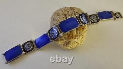 David Andersen Norway Enamel Cobalt Blue Sterling Silver 925 Link Bracelet