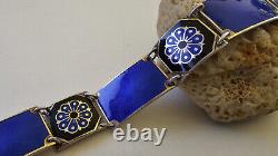 David Andersen Norway Enamel Cobalt Blue Sterling Silver 925 Link Bracelet