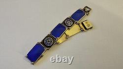 David Andersen Norway Enamel Cobalt Blue Sterling Silver 925 Link Bracelet