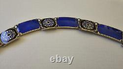 David Andersen Norway Enamel Cobalt Blue Sterling Silver 925 Link Bracelet