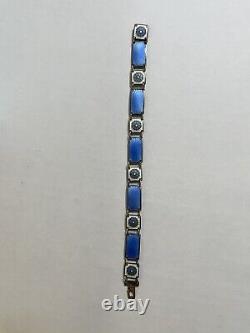 David Andersen Norway Sterling Blue Floral Enamel Panel Bracelet See Pics/Notes