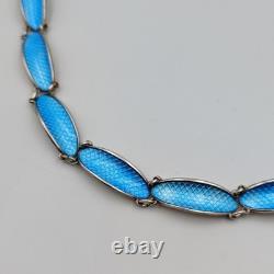 David Andersen Norway Sterling Silver 925 Blue Enamel Panel Small Bracelet 5.75