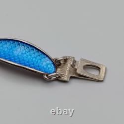 David Andersen Norway Sterling Silver 925 Blue Enamel Panel Small Bracelet 5.75