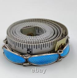David Andersen Norway Sterling Silver 925 Blue Enamel Panel Small Bracelet 5.75