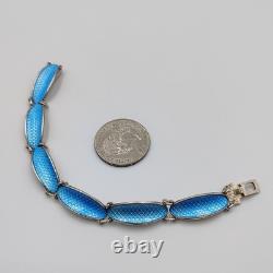 David Andersen Norway Sterling Silver 925 Blue Enamel Panel Small Bracelet 5.75