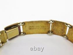 David Andersen Norway Sterling Silver w Gold Wash & Blue Enamel Link Bracelet