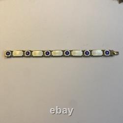 David Andersen Norway Vintage Sterling White & Blue Enamel Flower Bracelet