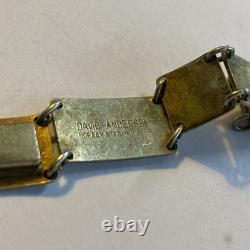 David Andersen Norway Vintage Sterling White & Blue Enamel Flower Bracelet