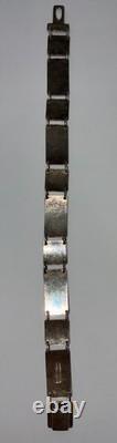 David-Andersen Sterling Silver 925 Blue Enamel Panel Link Bracelet 7in