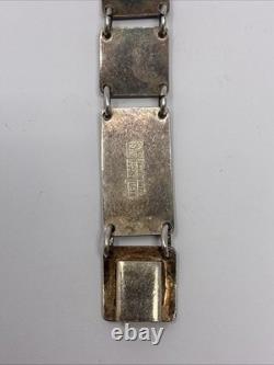 David-Andersen Sterling Silver 925 Blue Enamel Panel Link Bracelet 7in
