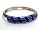 David Andersen Sterling Silver Norway Blue Guilloche Enamel Bypass Bracelet