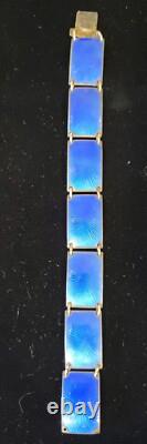David Anderson Blue Enamel 7 panel Sterling silver bracelet made in Norway