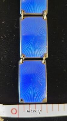 David Anderson Blue Enamel 7 panel Sterling silver bracelet made in Norway