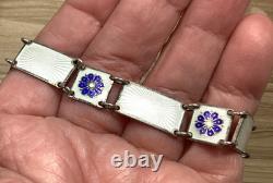 David Anderson Ssterling Silver Bracelet Norway Guilloche Enamel 7.5 Inches Long