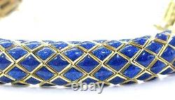 David Webb 18Kt Blue Enamel SOLID Yellow Gold Bracelet 7