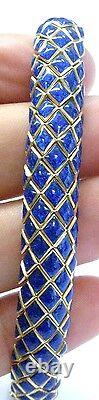 David Webb 18Kt Blue Enamel SOLID Yellow Gold Bracelet 7