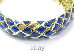 David Webb 18Kt Blue Enamel SOLID Yellow Gold Bracelet 7