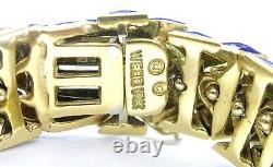 David Webb 18Kt Blue Enamel SOLID Yellow Gold Bracelet 7