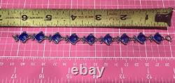 Denmark Volmer Bahner Sterling Silver Nautical Blue Enamel Fish Bracelet 6.1/2
