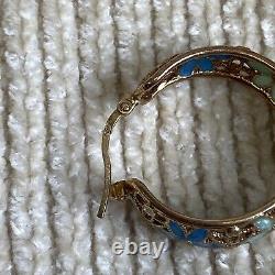 Dyadema Sterling Silver 925 Filigree Vermeil Blue Enamel Bangle/ Earring Set