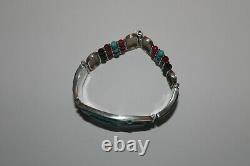 EGYPTIAN HORUS EYE RED CORAL-Lapis Turquoise Agate Silver Enamel Bracelet Cuff